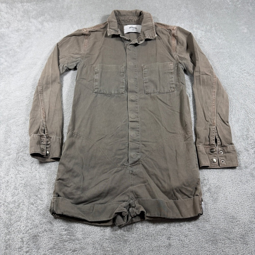 One Teaspoon Prophecy Romper Women‎ XXS Olive Green Long Sleeve Cotton Utility
